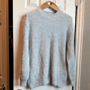 Zara Men's Soft Gray/Blue Crewneck Sweater